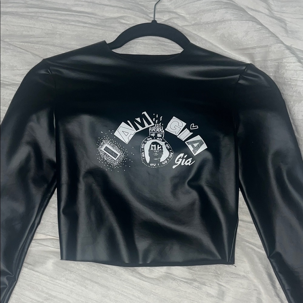 I.AM.GIA Black latex crop top